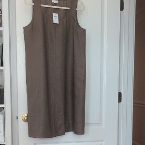 J. Jill Brown Sheath Midi Dress Scoop Neck Sleeveless